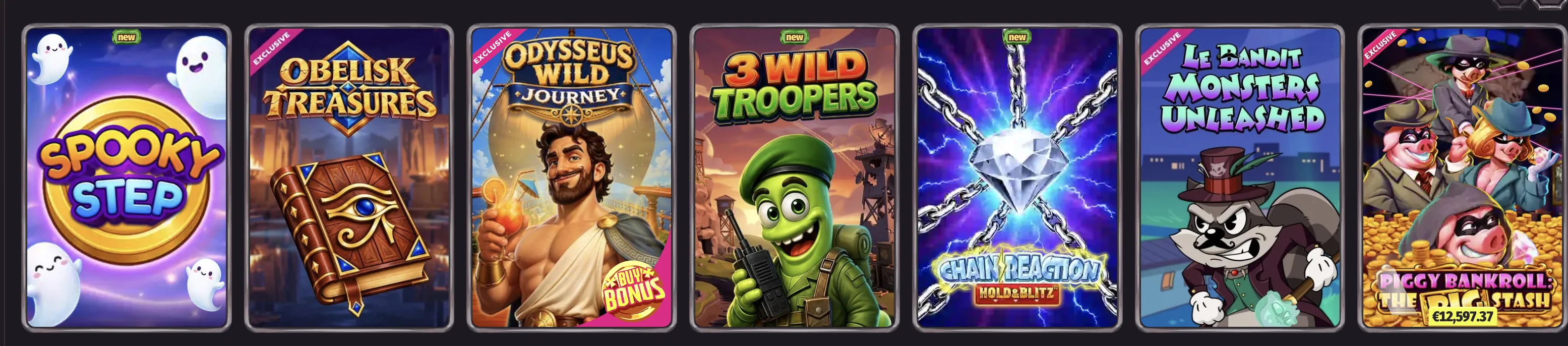 Auswahl farbiger Slot-Spiele im Dragonia Casino
